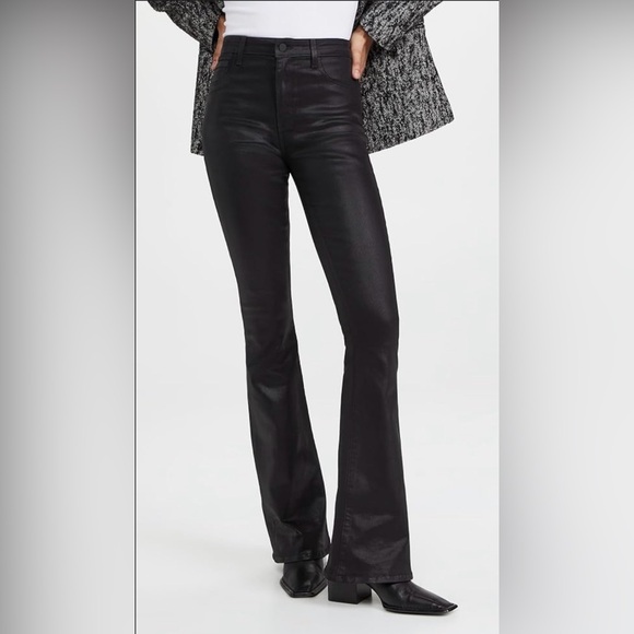 L'AGENCE Denim - L’Agence Marty High Rise Black Noir Coated Flare Jeans